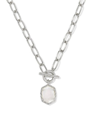 Kendra Scott Daphne Link and Chain Necklace-Chain Necklace,Charm Necklace,Convertible Necklace,Gifts for Her,Jewelry,Kendra Scott,Link Necklace,Mother of Pearl,necklace,necklaces,Pendant Necklace,rhodium,Women,women's-[option4]-[option5]-[option6]-Bella Bliss Boutique in Texas