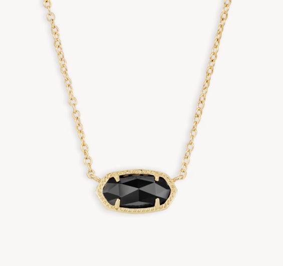 Kendra Scott Elisa Pendant Necklace-14k Gold,Chain Necklace,CZ,drusy,Jewelry,Kendra Scott,Mother of Pearl,necklace,necklaces,Pendant Necklace,Short Necklace,Women,women's-Black-[option4]-[option5]-[option6]-Bella Bliss Boutique in Texas