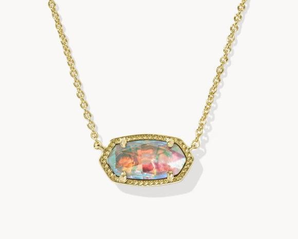 Kendra Scott Elisa Pendant Necklace-14k Gold,Chain Necklace,CZ,drusy,Jewelry,Kendra Scott,Mother of Pearl,necklace,necklaces,Pendant Necklace,Short Necklace,Women,women's-Dichrioc Glass-[option4]-[option5]-[option6]-Bella Bliss Boutique in Texas