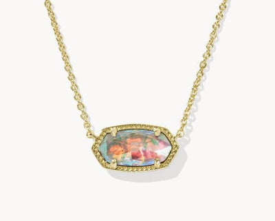 Kendra Scott Elisa Pendant Necklace-14k Gold,Chain Necklace,CZ,drusy,Jewelry,Kendra Scott,Mother of Pearl,necklace,necklaces,Pendant Necklace,Short Necklace,Women,women's-Dichrioc Glass-[option4]-[option5]-[option6]-Bella Bliss Boutique in Texas
