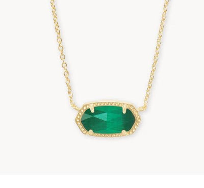 Kendra Scott Elisa Pendant Necklace-14k Gold,Chain Necklace,CZ,drusy,Jewelry,Kendra Scott,Mother of Pearl,necklace,necklaces,Pendant Necklace,Short Necklace,Women,women's-Emerald Cat Eye-[option4]-[option5]-[option6]-Bella Bliss Boutique in Texas
