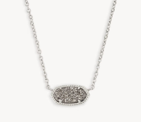 Kendra Scott Elisa Pendant Necklace-Chain Necklace,CZ,dichroic glass,drusy,Jewelry,Mother of Pearl,necklace,necklaces,Pendant Necklace,Short Necklace,Women,women's-Platinum Drusy-[option4]-[option5]-[option6]-Bella Bliss Boutique in Texas