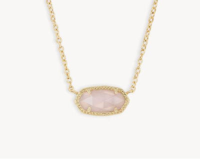 Kendra Scott Elisa Pendant Necklace-14k Gold,Chain Necklace,CZ,drusy,Jewelry,Kendra Scott,Mother of Pearl,necklace,necklaces,Pendant Necklace,Short Necklace,Women,women's-Rose Quartz-[option4]-[option5]-[option6]-Bella Bliss Boutique in Texas