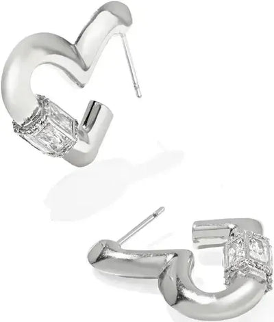 Kendra Scott Emery Heart Hoop Earrings-14k Gold,Clear CZ,CZ,Earring,Earrings,heart,Hearts,Jewelry,Kendra Scott,Post Earrings,Post Hoop Earrings,rhodium,Women-Silver-[option4]-[option5]-[option6]-Bella Bliss Boutique in Texas