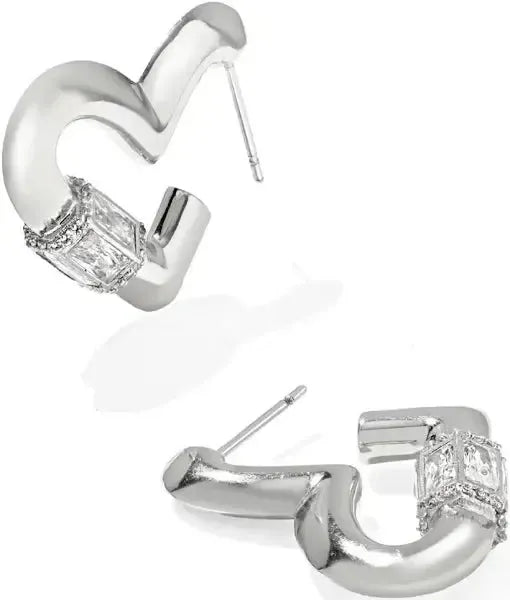 Kendra Scott Emery Heart Hoop Earrings-14k Gold,Clear CZ,CZ,Earring,Earrings,heart,Hearts,Jewelry,Kendra Scott,Post Earrings,Post Hoop Earrings,rhodium,Women-[option4]-[option5]-[option6]-Bella Bliss Boutique in Texas