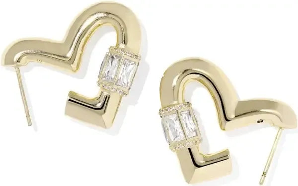 Kendra Scott Emery Heart Hoop Earrings-14k Gold,Clear CZ,CZ,Earring,Earrings,heart,Hearts,Jewelry,Kendra Scott,Post Earrings,Post Hoop Earrings,rhodium,Women-[option4]-[option5]-[option6]-Bella Bliss Boutique in Texas