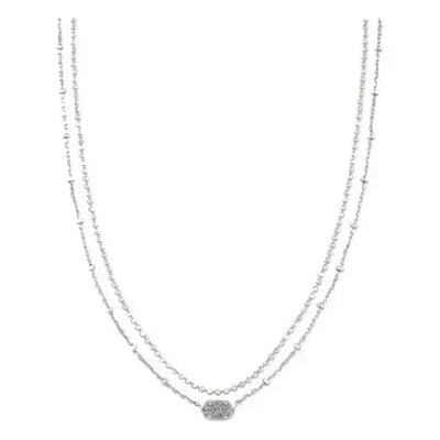 Kendra Scott Emilie Multi Strand Necklace-Chain Necklace,drusy,Gifts for Her,Jewelry,Kendra Scott,necklace,necklaces,Pendant Necklace,rhodium,Silver,Women,women's-[option4]-[option5]-[option6]-Bella Bliss Boutique in Texas