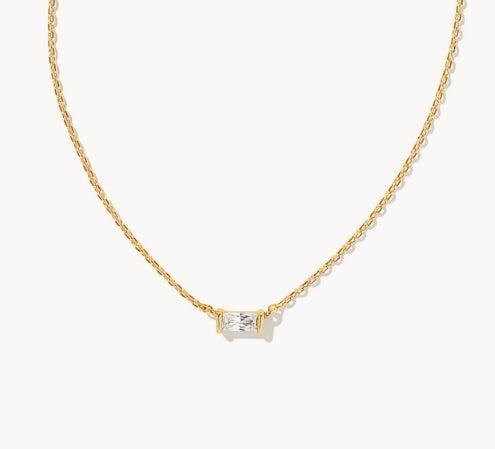 Kendra Scott Gold Juliette Pendant Necklace-14k Gold,Clear CZ,Jewelry,Kendra Scott,necklace,necklaces,Pendant Necklace,Women,women's-[option4]-[option5]-[option6]-Bella Bliss Boutique in Texas