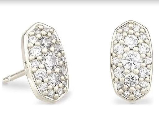 Kendra Scott Grayson Crystal Stud Earrings-Crystal,Crystals,Earring,Earrings,Jewelry,Kendra Scott,Post Earrings,Silver,Women,women's-[option4]-[option5]-[option6]-Bella Bliss Boutique in Texas