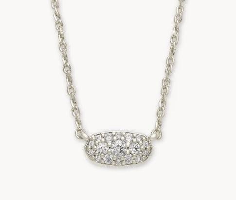 Kendra Scott Grayson Pendant Necklace-Clear CZ,Crystal,Crystals,Jewelry,Kendra Scott,necklace,necklaces,Pendant Necklace,Silver,Women,women's-[option4]-[option5]-[option6]-Bella Bliss Boutique in Texas