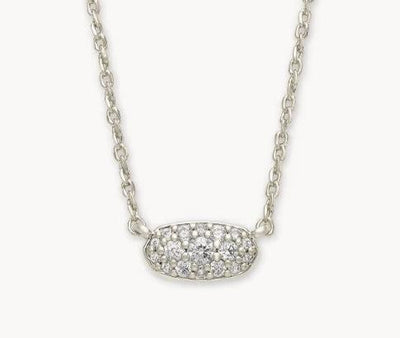 Kendra Scott Grayson Pendant Necklace-Clear CZ,Crystal,Crystals,Jewelry,Kendra Scott,necklace,necklaces,Pendant Necklace,Silver,Women,women's-[option4]-[option5]-[option6]-Bella Bliss Boutique in Texas