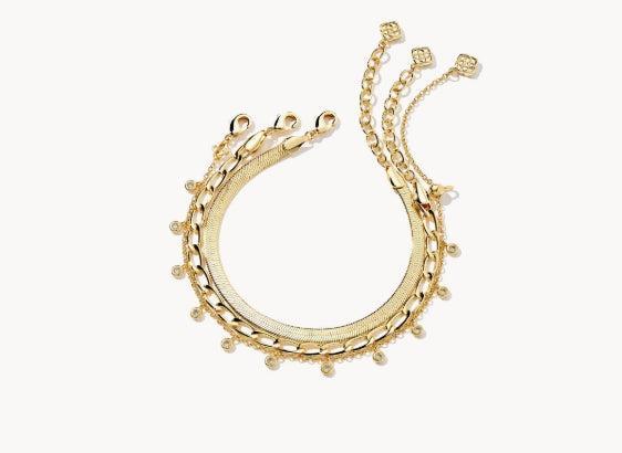 Kendra Scott Kassie Set of 3 Chain Bracelet-14k Gold,Bracelet,Bracelets,Chain Bracelet,gold,Jewelry,Kendra Scott,Link Bracelet,Stack Bracelet,Women,women's-[option4]-[option5]-[option6]-Bella Bliss Boutique in Texas