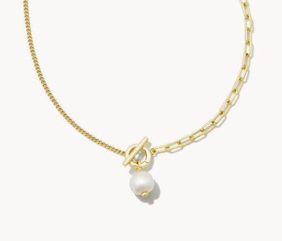 Kendra Scott Leighton Convertible Pearl Chain Necklace-14k Gold,Chain Necklace,Freshwater Pearl,Jewelry,Kendra Scott,Link Necklace,necklace,necklaces,Pearl,Pendant Necklace,Women,women's-[option4]-[option5]-[option6]-Bella Bliss Boutique in Texas