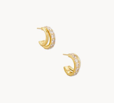Kendra Scott Livy Huggie Earrings-14k Gold,Crystal,Earring,Earrings,Jewelry,Kendra Scott,Post Earrings,Women,women's-[option4]-[option5]-[option6]-Bella Bliss Boutique in Texas