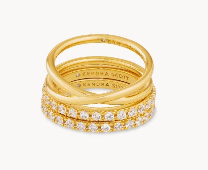 Kendra Scott Livy Ring Set of 3-14k Gold,CZ,Jewelry,Kendra Scott,Ring,rings,Stackable,Women,women's-[option4]-[option5]-[option6]-Bella Bliss Boutique in Texas
