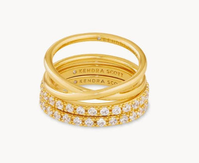 Kendra Scott Livy Ring Set of 3-14k Gold,CZ,Jewelry,Kendra Scott,Ring,rings,Stackable,Women,women's-[option4]-[option5]-[option6]-Bella Bliss Boutique in Texas
