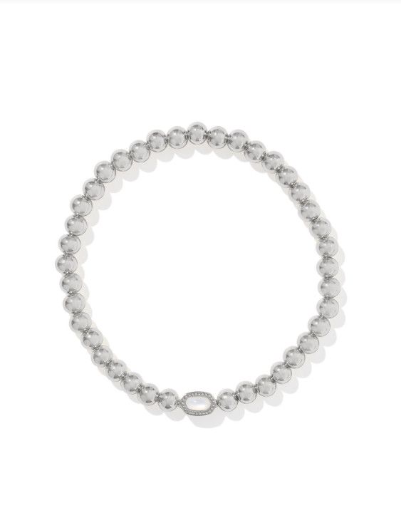 Kendra Scott Mini Elaina Stretch Bracelet-Beaded Bracelet,Bracelet,Bracelets,Jewelry,Kendra Scott,Mother of Pearl,Silver,Stack Bracelet,Stretch Bracelet,Women,women's-[option4]-[option5]-[option6]-Bella Bliss Boutique in Texas
