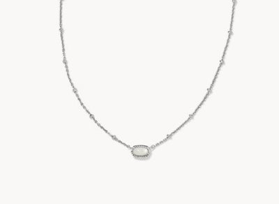 Kendra Scott Mini Elisa Satellite Short Pendant Necklace-Jewelry,Kendra Scott,Mother of Pearl,necklace,necklaces,Pendant Necklace,Short Necklace,Silver,Women,women's-[option4]-[option5]-[option6]-Bella Bliss Boutique in Texas