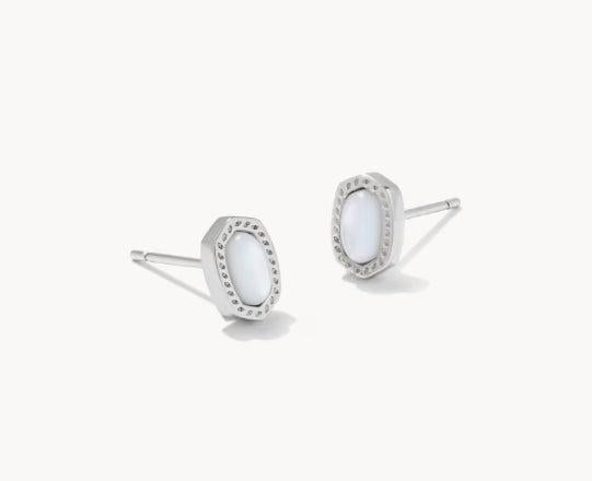 Kendra Scott Mini Ellie Stud Earrings-Earring,Earrings,Kendra Scott,Mother of Pearl,Post Earrings,Silver,Women,women's-[option4]-[option5]-[option6]-Bella Bliss Boutique in Texas