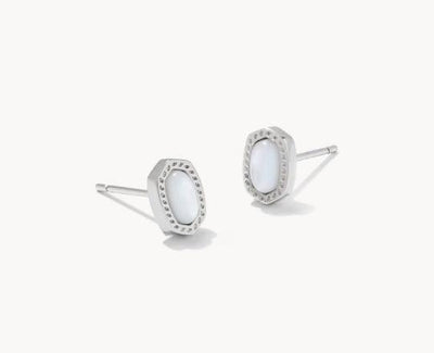 Kendra Scott Mini Ellie Stud Earrings-Earring,Earrings,Kendra Scott,Mother of Pearl,Post Earrings,Silver,Women,women's-[option4]-[option5]-[option6]-Bella Bliss Boutique in Texas