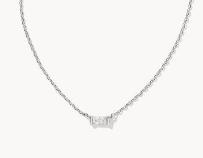 Kendra Scott Silver Juliette Pendant Necklace-Clear CZ,Jewelry,Kendra Scott,necklace,necklaces,Pendant Necklace,Silver,Women,women's-[option4]-[option5]-[option6]-Bella Bliss Boutique in Texas
