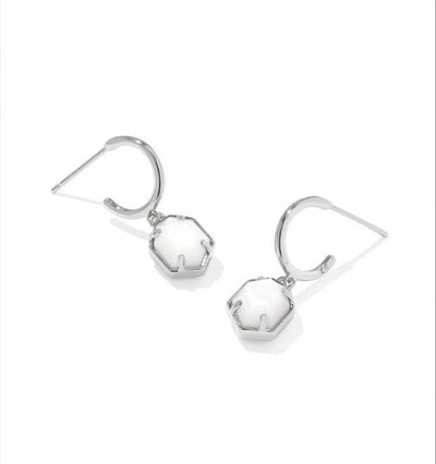 Kendra Scott Tomon Huggie Earring-Dangle Earrings,Earring,Earrings,Gifts for Her,Jewelry,Opal,Post Drop Earrings,Post Earrings,rhodium,Silver,Women,women's-[option4]-[option5]-[option6]-Bella Bliss Boutique in Texas