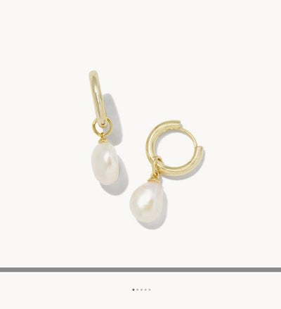 Kendra Scott Willa Pearl Huggie Earrings-14k Gold,Dangle Earrings,Earring,Earrings,Freshwater Pearl,Hoop Earrings,Jewelry,Kendra Scott,Leverback Earrings,Pearl,Post Earrings,Post Hoop Earrings,Women,women's-[option4]-[option5]-[option6]-Bella Bliss Boutique in Texas