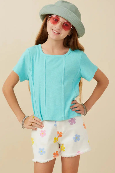 Knit Top, Teal-Chidrens/Tweens,Children/Tween,Childrens/Tween,girls,hayden,spring,summer,teal,Tops,tween,Tween 7-14,Tweens 7-14-[option4]-[option5]-[option6]-Bella Bliss Boutique in Texas