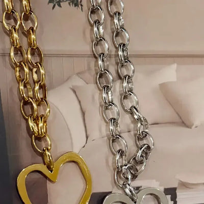 Large Open-Heart Necklace-16-18" Necklace,heart,Hearts,Jewelry,necklace,necklaces,Open Heart,Pendant Necklace-Gold-[option4]-[option5]-[option6]-Bella Bliss Boutique in Texas