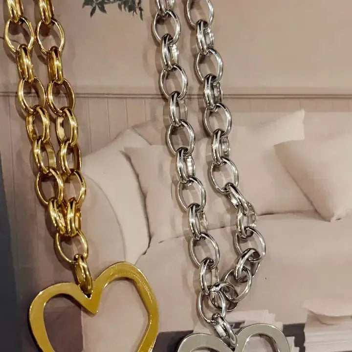 Large Open-Heart Necklace-16-18" Necklace,heart,Hearts,Jewelry,necklace,necklaces,Open Heart,Pendant Necklace-[option4]-[option5]-[option6]-Bella Bliss Boutique in Texas