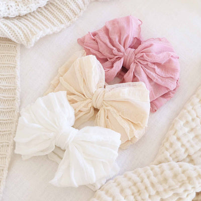 Large Ruffle Knit Bow-Bow Headband,Caden Lane,Children & Tween,Children & Tweens,Hair Accessories,Hair Bows,Infant to 6,newborn,Ruffle Detail,Stretch-[option4]-[option5]-[option6]-Bella Bliss Boutique in Texas