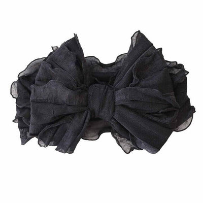 Large Ruffle Knit Bow-Black,Bow,Bow Headband,Caden Lane,Children & Tween,Children & Tweens,Hair Accessories,Hair Bows,Infant to 6,newborn,Ruffle Detail,Stretch-[option4]-[option5]-[option6]-Bella Bliss Boutique in Texas