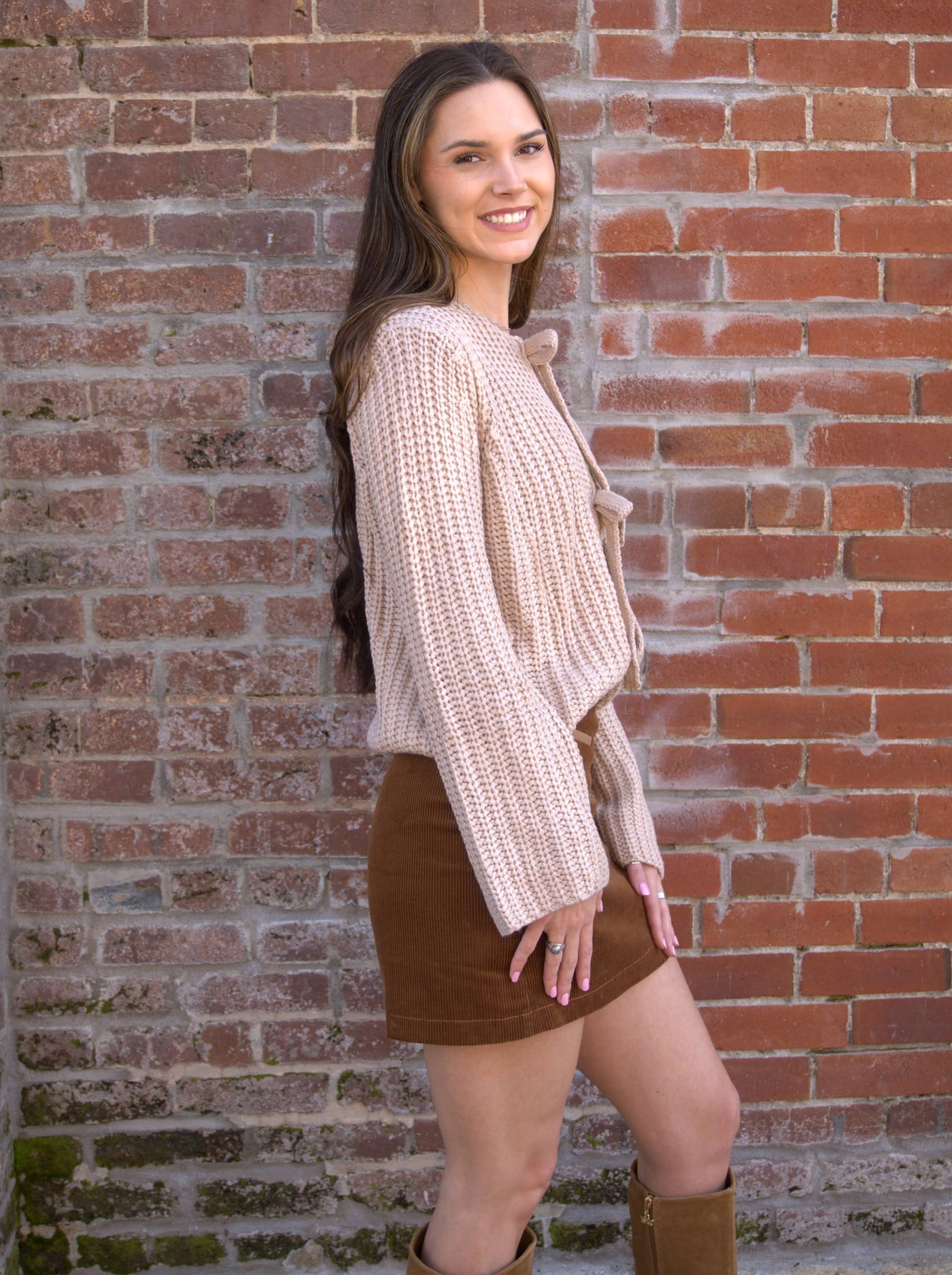 Latte Luxe Bow Knit Sweater-Bow Detail,Cardigan Sweater,clothing,Knit Sweater,Long Sleeve,Sweater,Sweaters,Top,Tops,Women,women's-[option4]-[option5]-[option6]-Bella Bliss Boutique in Texas