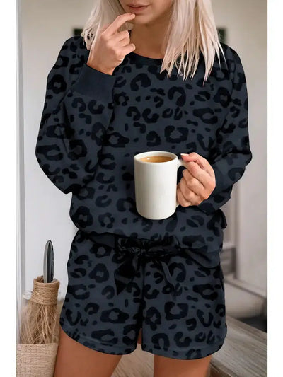 Leopard Lounge Set-Animal Print, Black, clothing, leopard, Lingerie, Loungewear, Loungewear & Intimates, Sale, Women, women's-S-[option4]-[option5]-[option6]-Bella Bliss Boutique in Texas