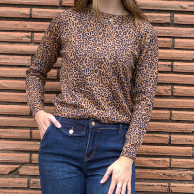 Leopard Print Lightweight Sweater-Animal Print,clothing,leopard,Leopard Print,Lightweight Sweater,Sweater,Sweaters,Top,Tops,Women,women's-[option4]-[option5]-[option6]-Bella Bliss Boutique in Texas