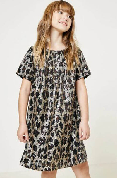Leopard Print Sequin Dress-Children & Tweens,clothing,dress,dresses,Sale,Sequin,Sequin Dress,Tweens 7-14-[option4]-[option5]-[option6]-Bella Bliss Boutique in Texas