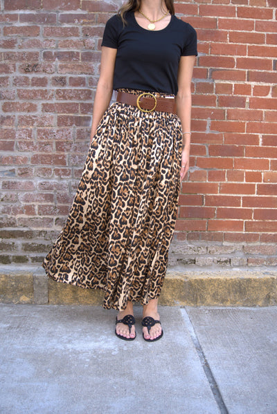 Leopard Renaissance Maxi Skirt-A-Line Flare,Animal Print,Bottoms,Brown,Brown Leopard,clothing,Elastic Waist,Flowy Skirt,High Waist,leopard,Leopard Print,Maxi Skirt,Ruffle Hem,Skirt,Skirts,Triangular Ruffle Hem,Women,women's-[option4]-[option5]-[option6]-Bella Bliss Boutique in Texas