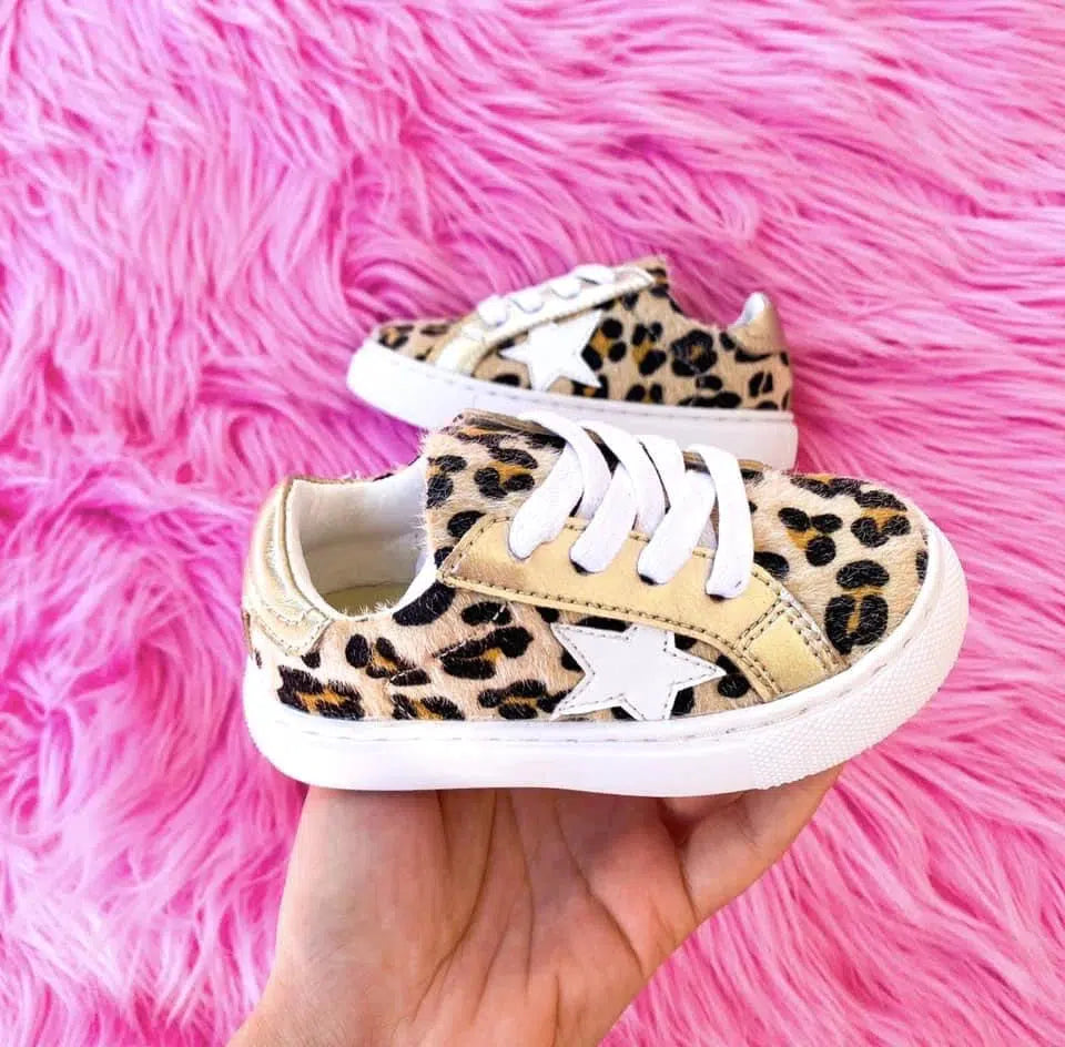 Leopard Star Sneakers-Animal Print, Children & Tweens, children's, Infant to 6, leopard, Leopard Print, Shoes, Sneakers, Star, Tweens 7-14-[option4]-[option5]-[option6]-Bella Bliss Boutique in Texas