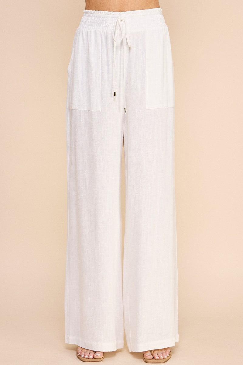 Linen Wide Leg Pants-Black,Bottoms,clothing,Linen Blend,Pants,White,Wide Leg,Women,women's-[option4]-[option5]-[option6]-Bella Bliss Boutique in Texas