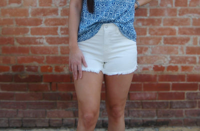 Liverpool A-Line Fray Hem Shorts-3.5" Inseam,A-Line,Bone White,Bottoms,Christine,clothing,Denim Shorts,Fray Hem,Fray Hem Detail,Frayed Hem,Hi-Rise,High Rise,Jean Shorts,shorts,Women,women's-2/26-[option4]-[option5]-[option6]-Bella Bliss Boutique in Texas