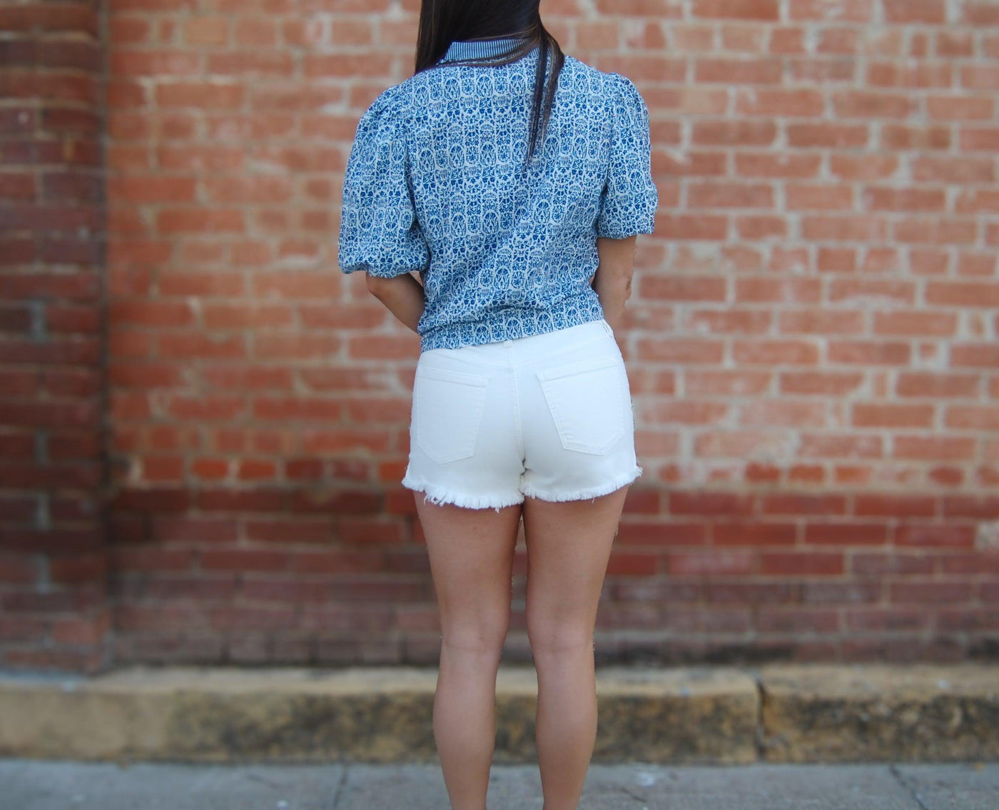 Liverpool A-Line Fray Hem Shorts-3.5" Inseam,A-Line,Bone White,Bottoms,Christine,clothing,Denim Shorts,Fray Hem,Fray Hem Detail,Frayed Hem,Hi-Rise,High Rise,Jean Shorts,shorts,Women,women's-[option4]-[option5]-[option6]-Bella Bliss Boutique in Texas