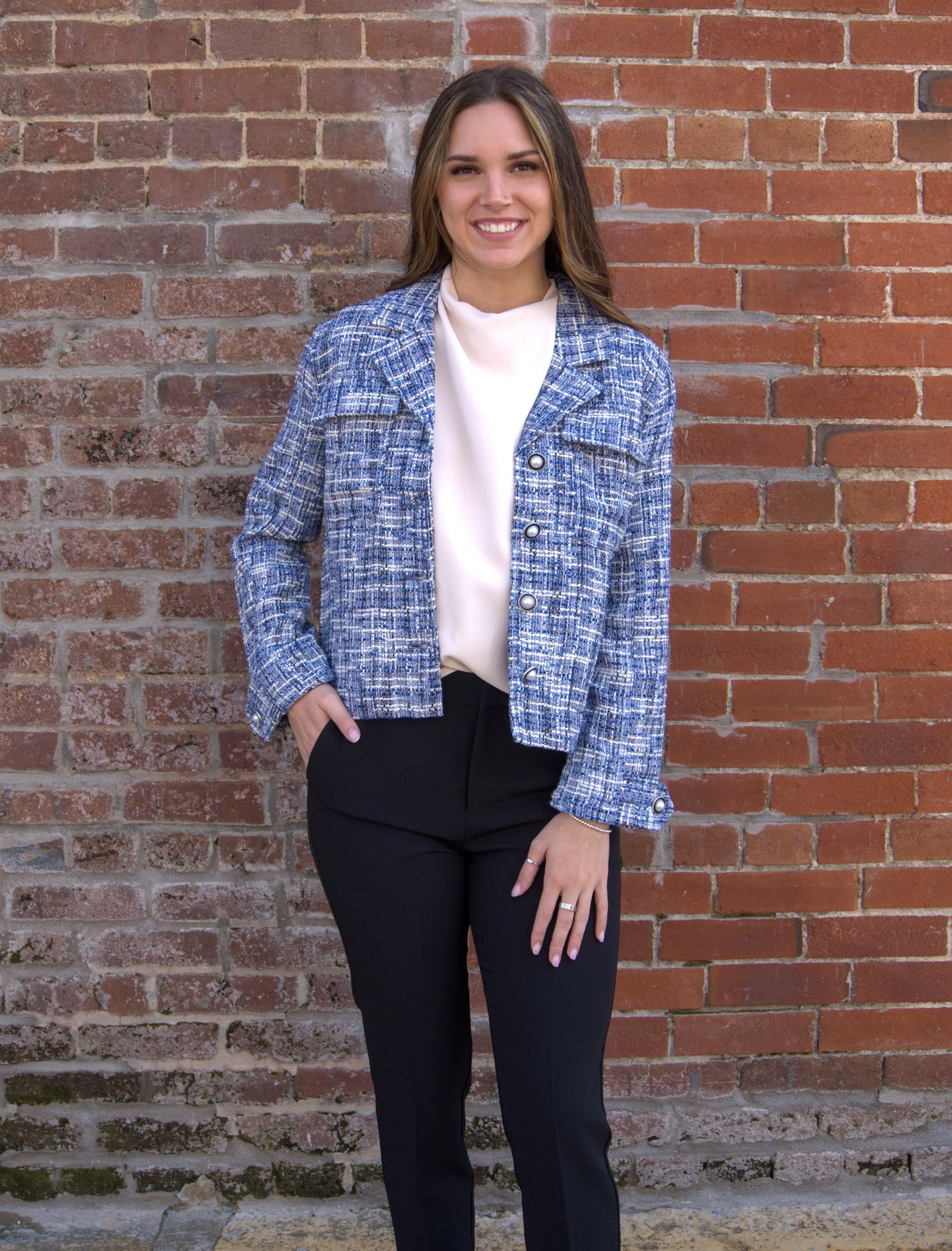 Liverpool Button Front Boxy Shacket-Blue,Button Detail,clothing,Coats & Jackets,Cropped,Liverpool,Outerwear,Relaxed Fit,Shacket,Tops,Women,women's-XS-[option4]-[option5]-[option6]-Bella Bliss Boutique in Texas