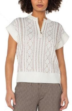 Liverpool Cap Sleeve 1/2 Zip Sweater-1/2 Zip,Camel,Cap Sleeve,clothing,Cream,Dolman,Half Zip,Sweater,Sweaters,Top,Tops,Women,women's-XS-[option4]-[option5]-[option6]-Bella Bliss Boutique in Texas