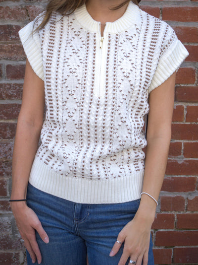 Liverpool Cap Sleeve 1/2 Zip Sweater-1/2 Zip,Camel,Cap Sleeve,clothing,Cream,Dolman,Half Zip,Sweater,Sweaters,Top,Tops,Women,women's-[option4]-[option5]-[option6]-Bella Bliss Boutique in Texas