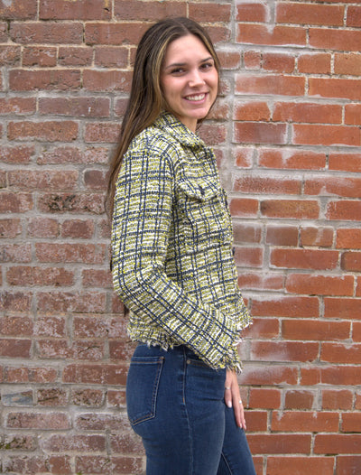 Liverpool Cargo Shacket-button down,Button Front,Cargo,clothing,Coats & Jackets,Cropped,jacket,Jackets,Liverpool,Outerwear,plaid,Shacket,Tops,Tweed Jacket,Women,women's-[option4]-[option5]-[option6]-Bella Bliss Boutique in Texas