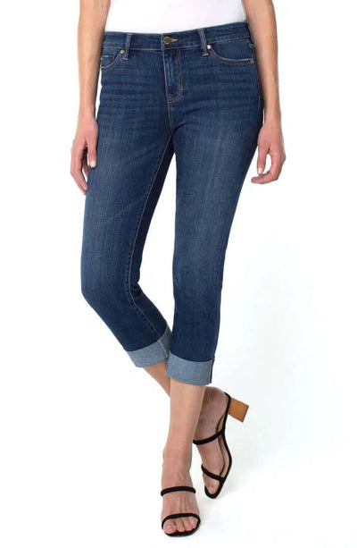Liverpool Charlie Crop Rolled Cuff Jeans-Bottoms,Charlie,clothing,denim,Jeans,Mid Rise,Pactola,Rolled Cuff,Sale,Women,women's-2/26-[option4]-[option5]-[option6]-Bella Bliss Boutique in Texas
