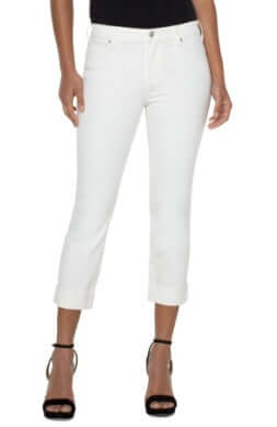 Liverpool Charlie Rolled Cuff Bone White Jeans-24" Inseam,Bone White,Bottoms,Charlie,clothing,Crop,Crop Hem,Cropped,Rolled Cuff,Women,women's-2/26-[option4]-[option5]-[option6]-Bella Bliss Boutique in Texas