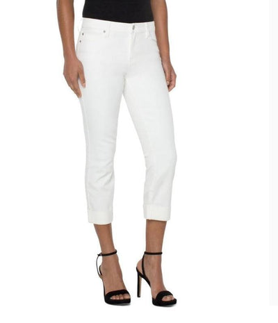 Liverpool Charlie Rolled Cuff Bone White Jeans-24" Inseam,Bone White,Bottoms,Charlie,clothing,Crop,Crop Hem,Cropped,Rolled Cuff,Women,women's-[option4]-[option5]-[option6]-Bella Bliss Boutique in Texas