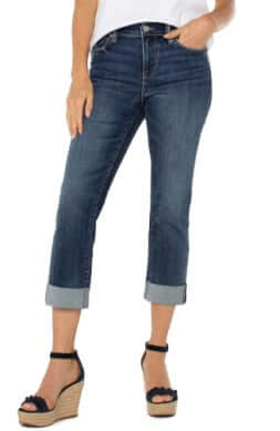 Liverpool Charlie Skinny Rolled Cuff Jeans-Bottoms,Charlie,clothing,Crop,Crop Hem,Cropped,Cuffed Jeans,denim,Jeans,Rolled Cuff,Sale,Wells,Women,women's-[option4]-[option5]-[option6]-Bella Bliss Boutique in Texas