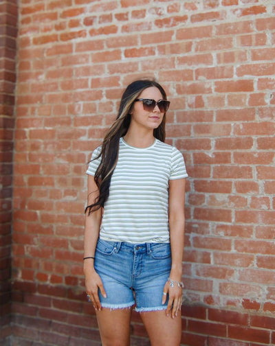 Liverpool Classic Knit Tee-clothing,Crew Neck,Short Sleeve,stripe,Striped,Top,Tops,Variegated Stripe,Whipped Cream Lotus,Women,women's-[option4]-[option5]-[option6]-Bella Bliss Boutique in Texas